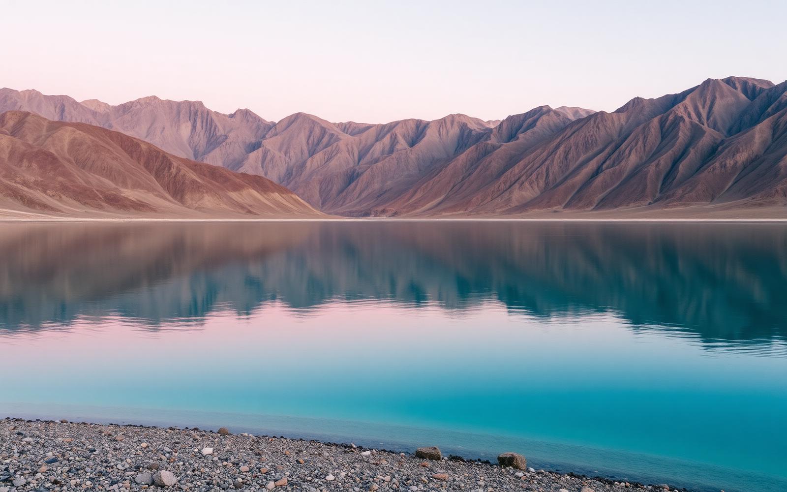Dawn light on the ridges above Pangong Tso, Ladakh